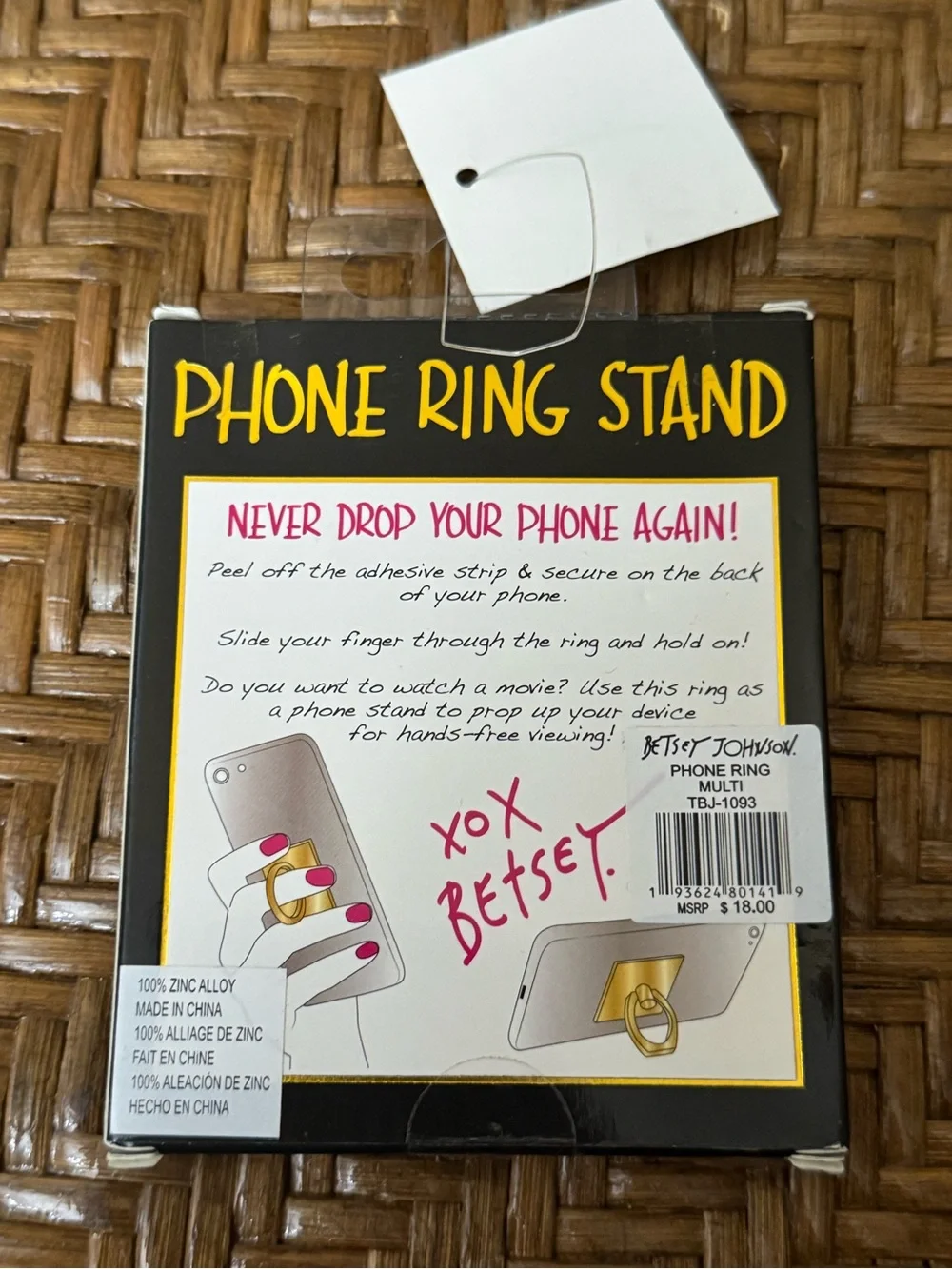 Betsey Johnson Green Gnome Phone Ring Stand with Red Hat